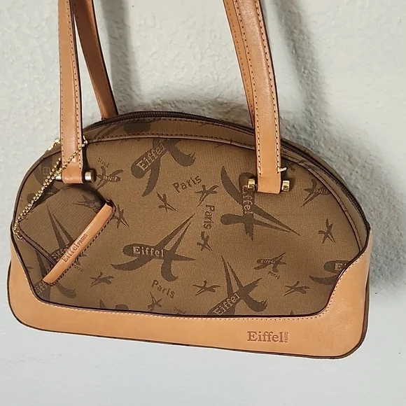 LeTour Eiffel Vintage Elegant Tan and Brown Shoulder Bag - Picture 6 of 16